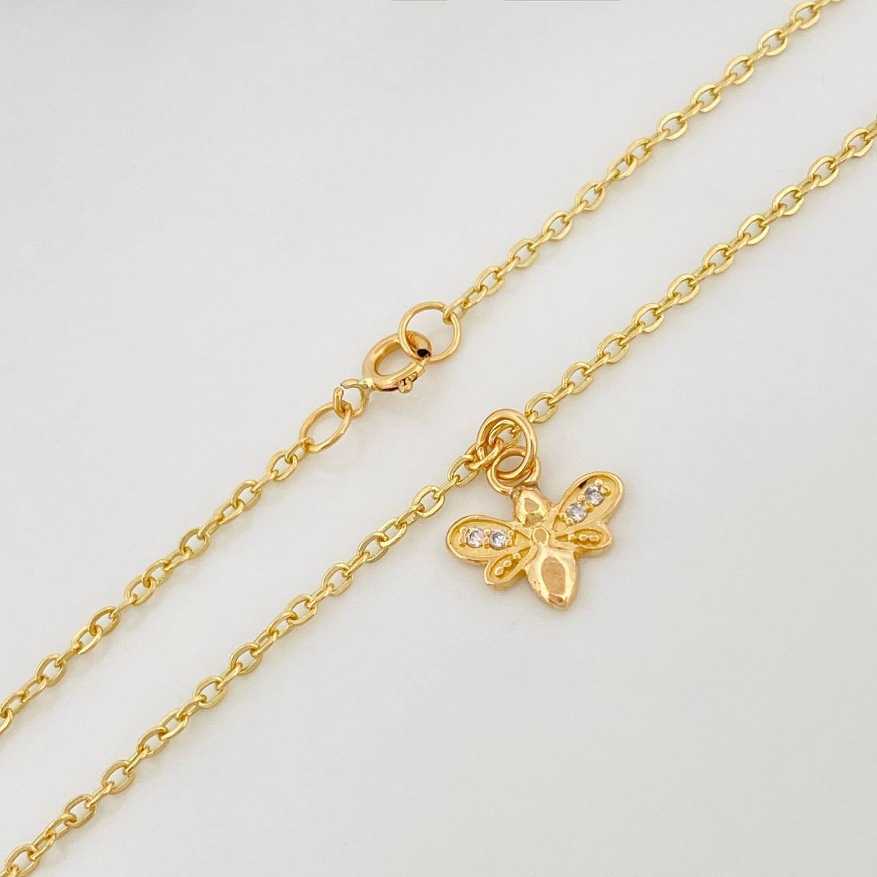 Tobillera Aro Seguido Mariposa 1.75 g / 9 3/4 in / 4 mm Oro Amarillo 18K