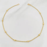 Tobillera Espiga Bolas 1.65 g / 9 3/4 in / 3 mm Oro Amarillo 18K