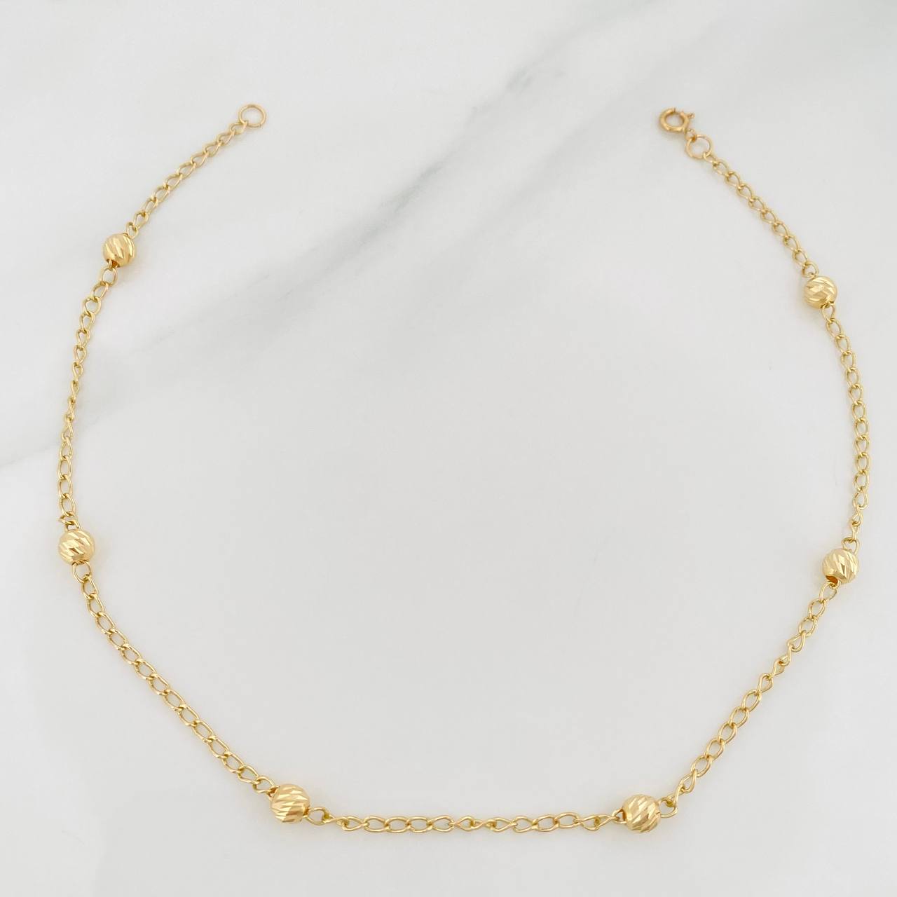 Tobillera Espiga Bolas 1.95 g / 9 3/4 in / 4 mm Oro Amarillo 18K
