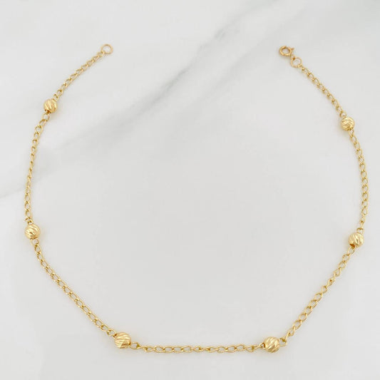 Yellow Gold 18K Espiga Beads Anklet 1.95 g / 9 3/4 in / 4 mm