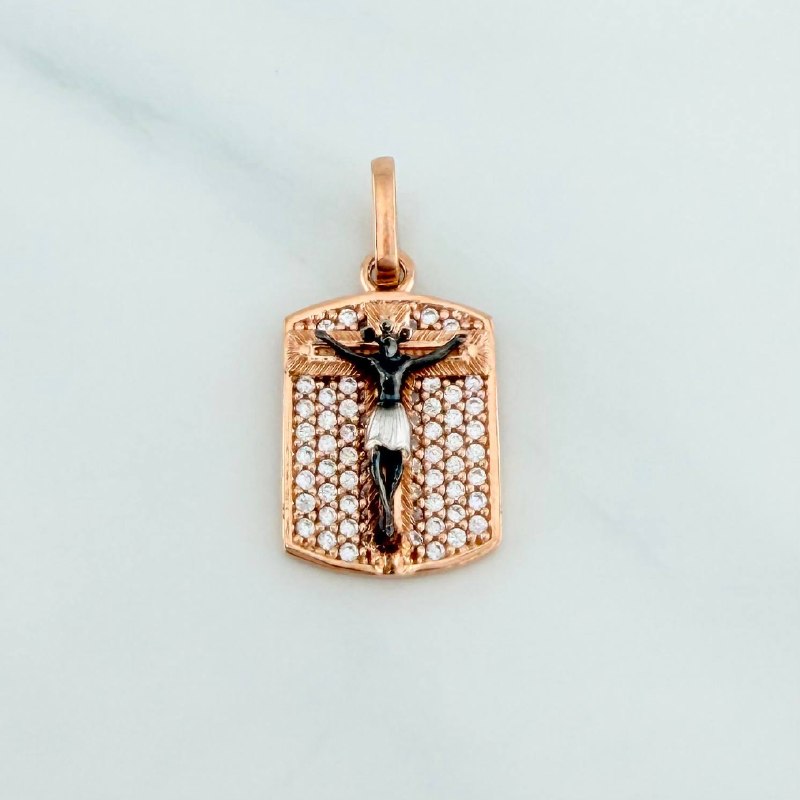 Dije Placa Cruz Cristo Milagroso De Buga 2.7 g / 1 in Tres Oros 18K