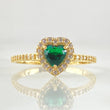 Anillo Solitario Halo Corazón 2.1gr / T7 / Oro Amarillo 18K