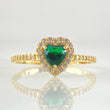 Anillo Halo Corazón 2.25gr / T7 1/2 / Oro Amarillo 18K *