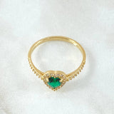 Anillo Solitario Halo Corazón 2.1gr / T7 / Oro Amarillo 18K