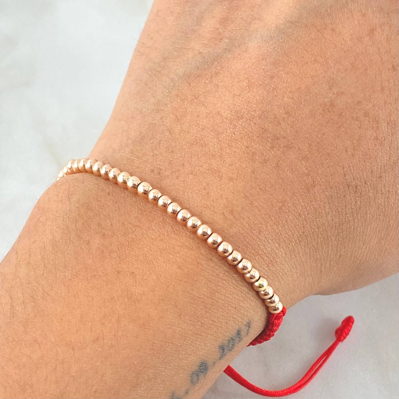 Red Polished Beads Bracelet 1.5gr / 18K Rose Gold *