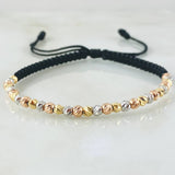 Black Beads Diamond Cut Bracelet 1.8gr / Three 18K Golds *