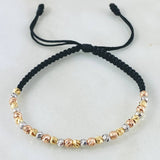 Black Beads Diamond Cut Bracelet 1.8gr / Three 18K Golds *