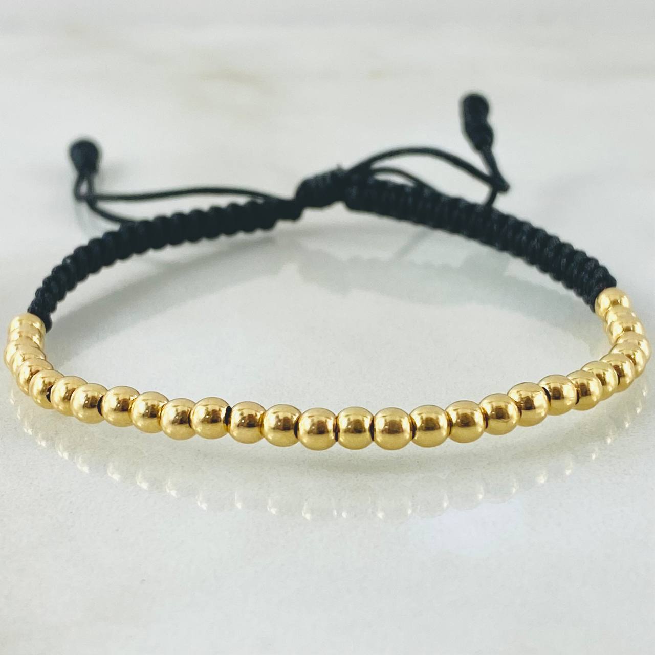 Black Polished Beads Bracelet 1.5gr / 18K Yellow Gold *