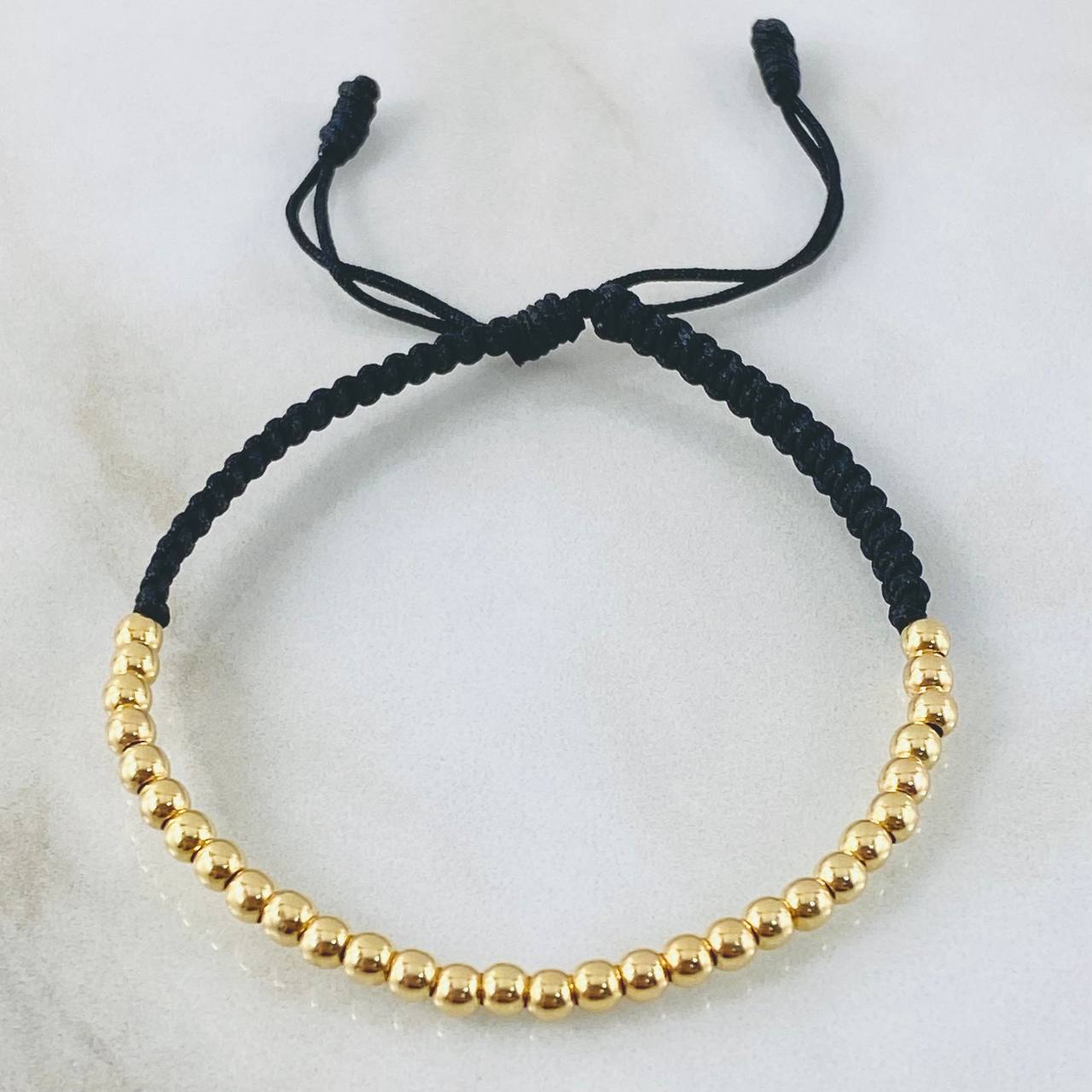 Black Polished Beads Bracelet 1.5gr / 18K Yellow Gold *