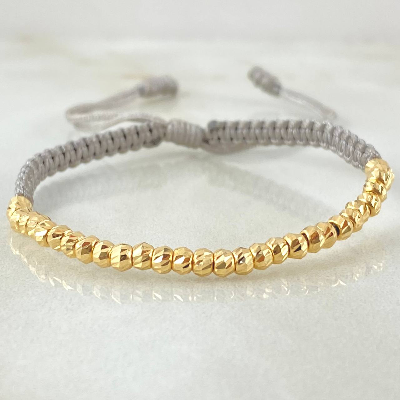 Gray Beads Diamond Cut Bracelet 1.8gr / 18K Yellow Gold *