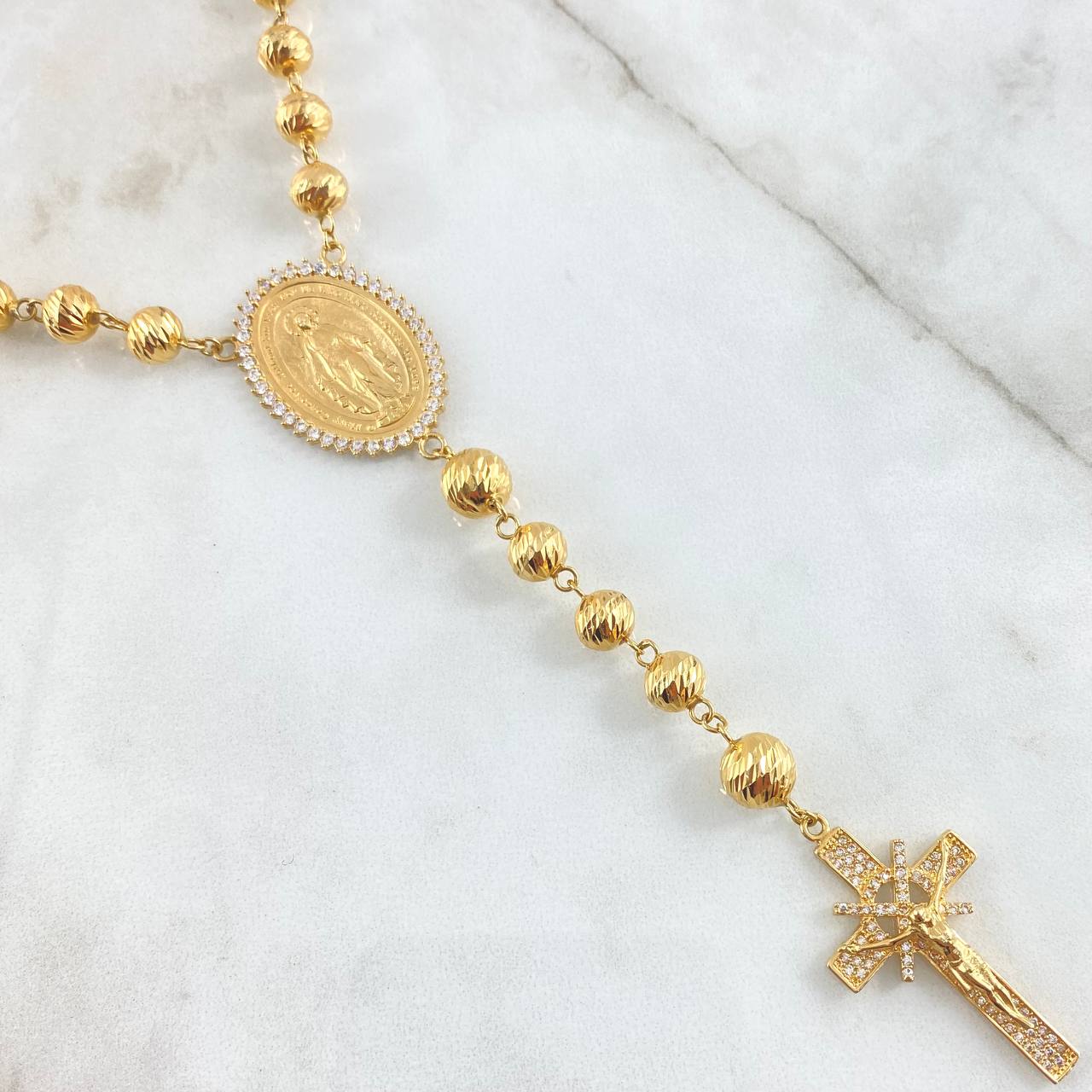 Cross Rosary Miraculous Cross 28.1gr / 23.6in / 18K Gold ©