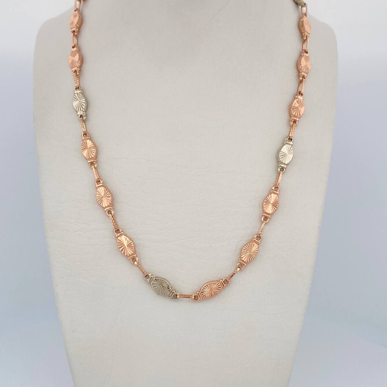 Rustic Chain Link 12.05gr / 21.9in / Two Tone White Rose 18K $