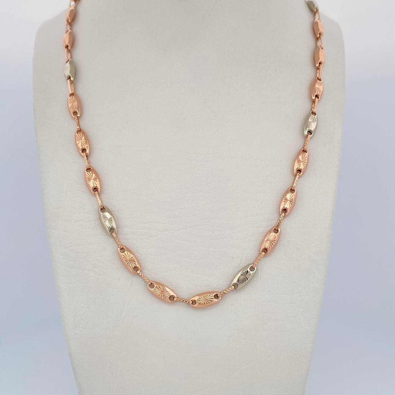Rustic Chain Link 11.2gr / 22.0in / Two Tone White Rose 18K $