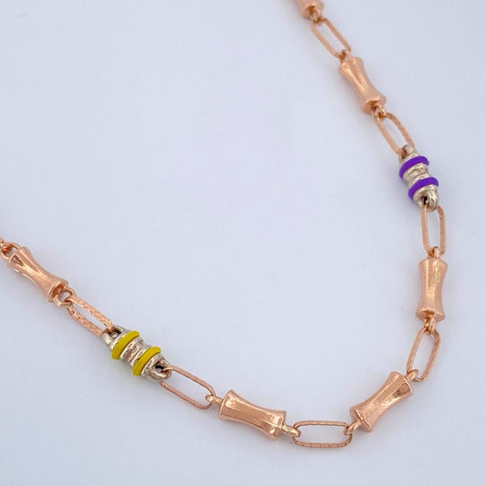 Cadena Reloj De Arena 8.15gr / 56.2cm / Dos Oros Blanco Rosa 18K $