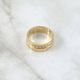 Basteada Band Ring 4gr / Size 5 1/2 / White Zircons 18K Yellow Gold