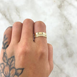 Basteada Band Ring 4gr / Size 5 1/2 / White Zircons 18K Yellow Gold