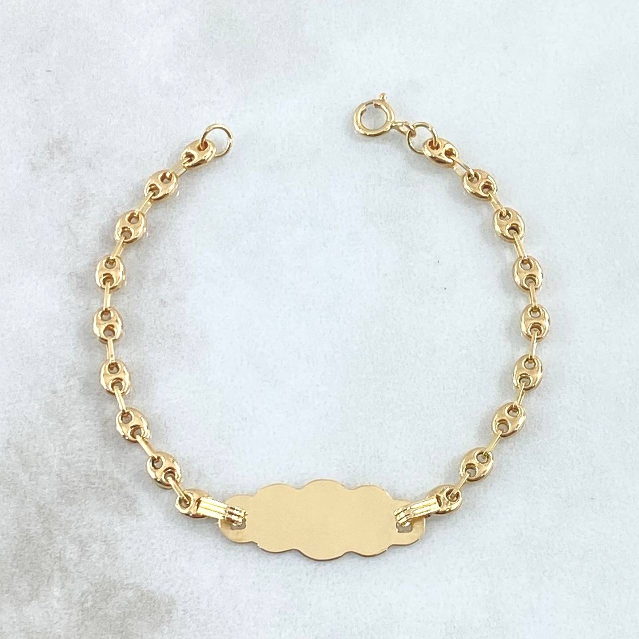 Pulso Bebé GC Placa Nube 1.9gr / 14cm / 3.3mm Liso Oro Amarillo 18K ©