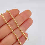 Cadena Militar Diamantada Media Luna 8.9 g / 17 3/4 in / 2.4 mm Oro Amarillo 18K