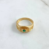 Tribal Belt Ring 6.95gr / Size 10 1/2 / Green Zircon Yellow Gold 18K
