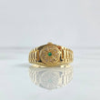Watchmaker's Circle Ring 7.6gr / Size 11 1/4 / White Zircons - 18K Yellow Gold Green