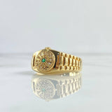 Watchmaker's Circle Ring 7.6gr / Size 11 1/4 / White Zircons - 18K Yellow Gold Green
