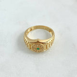 Watchmaker's Circle Ring 7.6gr / Size 11 1/4 / White Zircons - 18K Yellow Gold Green