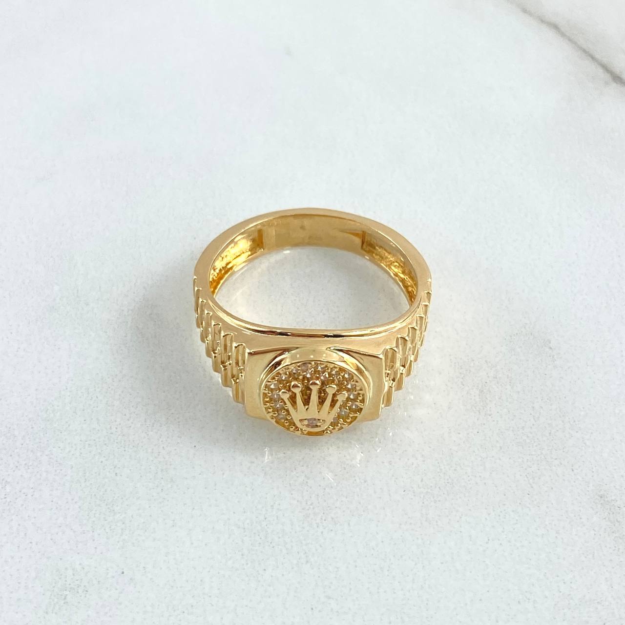 Ring Strap Crown 5.95gr / T8 1/4 / White Zircons 18K Yellow Gold