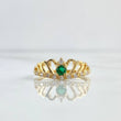 Wave Crown Ring 2.4gr / T7 / White Zircons - 18K Yellow Gold Green