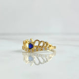 Wave Crown Ring 2.4gr / T6 / White Zircons - Blue 18K Yellow Gold