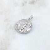 Dije Medalla Virgen Maria 4.35gr / 2.7cm / Circones Blancos Texturizado Oro Blanco 18K
