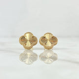 Topos Trebol 3.25gr / 10.5mm Borde Punteado Reian Diamantado Oro Amarillo 18K