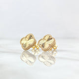 Topos Trebol 3.25gr / 10.5mm Borde Punteado Reian Diamantado Oro Amarillo 18K