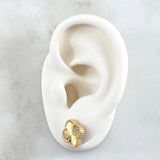 Topos Trebol 3.25gr / 10.5mm Borde Punteado Reian Diamantado Oro Amarillo 18K