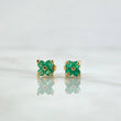 Stud Earrings Flower 1.3gr / 0.5cm / Emerald 15 Pts 18K Yellow Gold (Jewel)