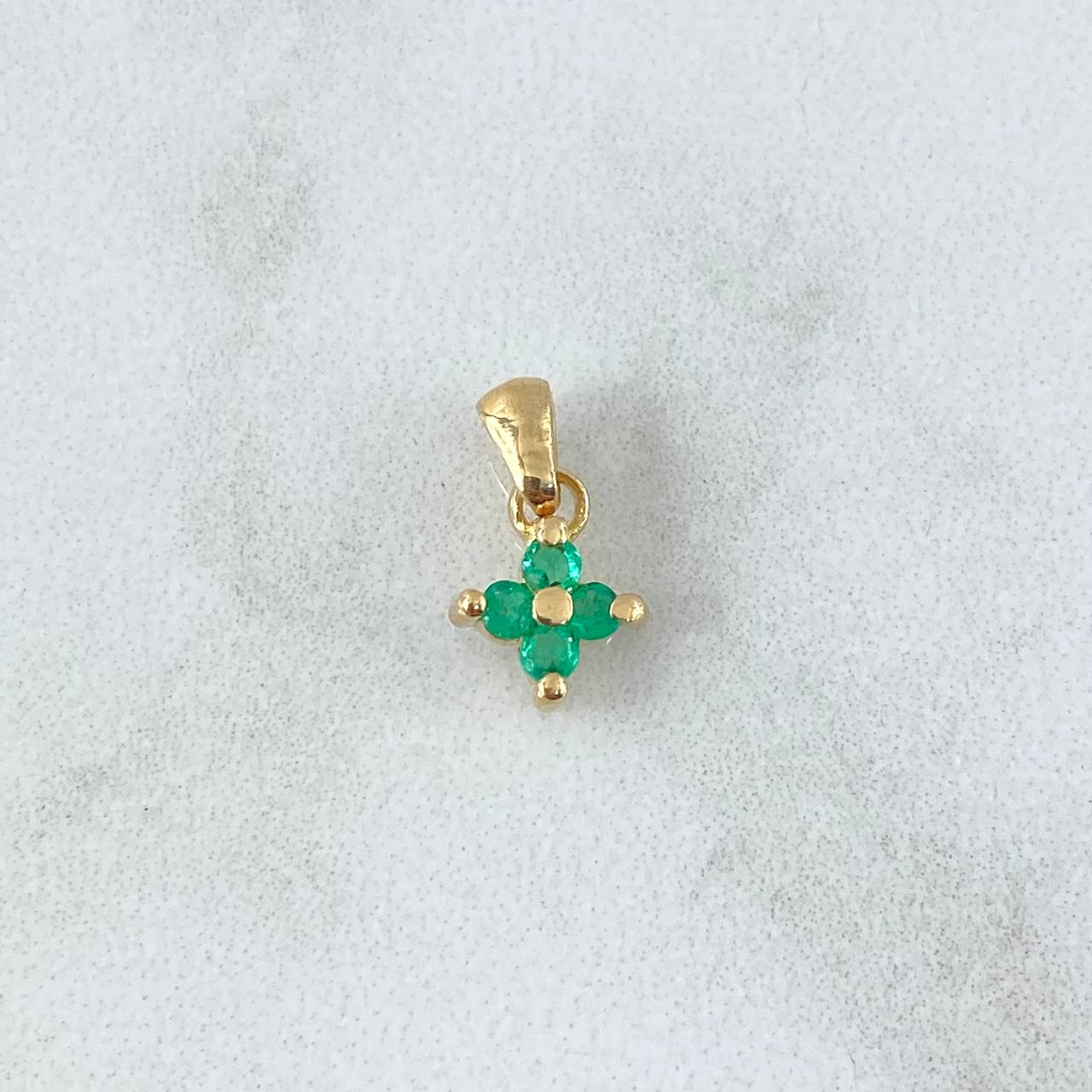 Pendant Flower 0.65gr / 1.5cm / Emerald 8 Pts 18K Yellow Gold (Jewel)
