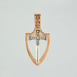 Pendant Sword Shield 3.15 g / 1 1/4 in Two Golds White Rose 18K