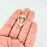 Pendant Sword Shield 3.15 g / 1 1/4 in Two Golds White Rose 18K