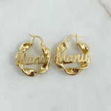 Custom Made to Order Hoop Earrings Personalized Name 8gr / 18K Yellow Gold