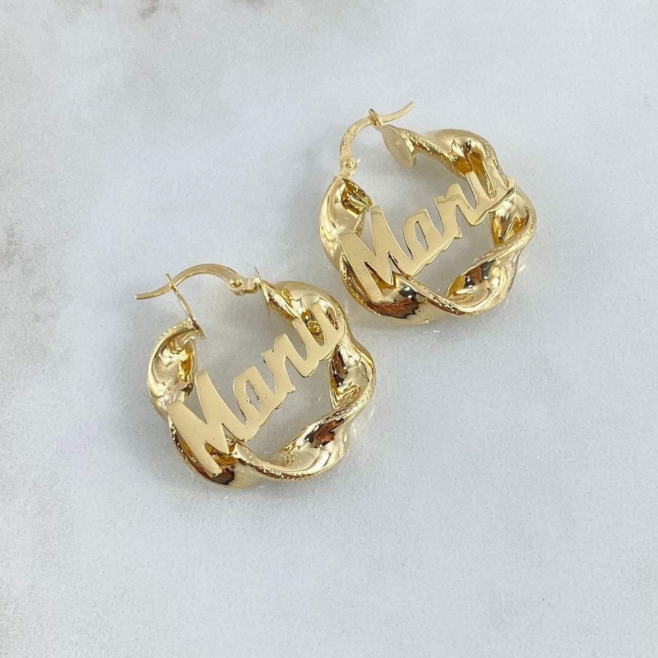 Custom Made to Order Hoop Earrings Personalized Name 8gr / 18K Yellow Gold