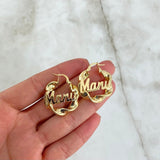 Custom Made to Order Hoop Earrings Personalized Name 8gr / 18K Yellow Gold