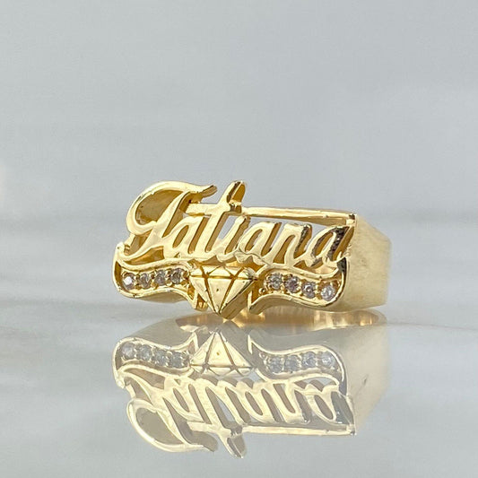 Custom Made to Order Custom Name Ring Diamond 7gr / White Zircons 18K Yellow Gold