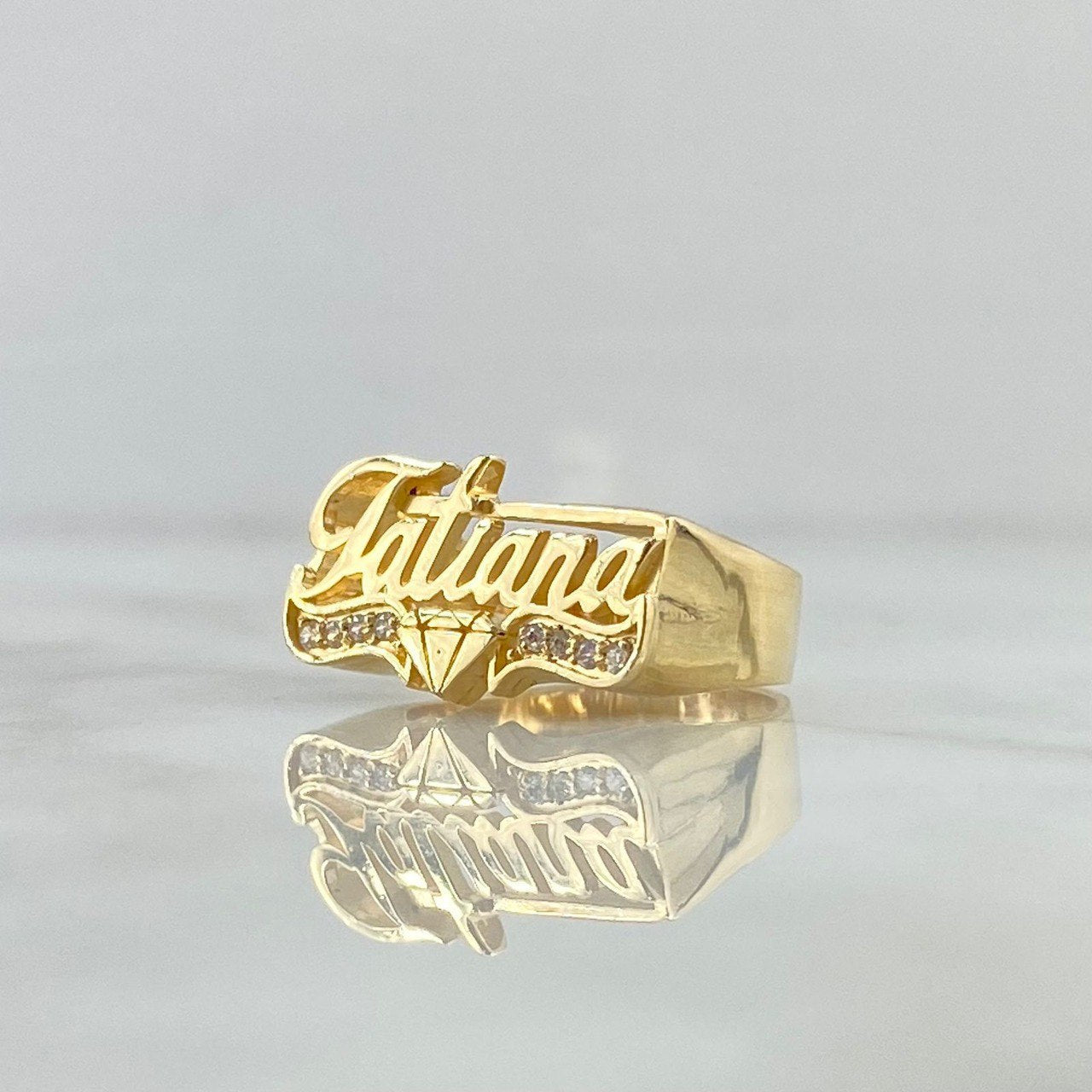 Fabricación Anillo Nombre Diamante Personalizado 7gr, Oro 18K 730