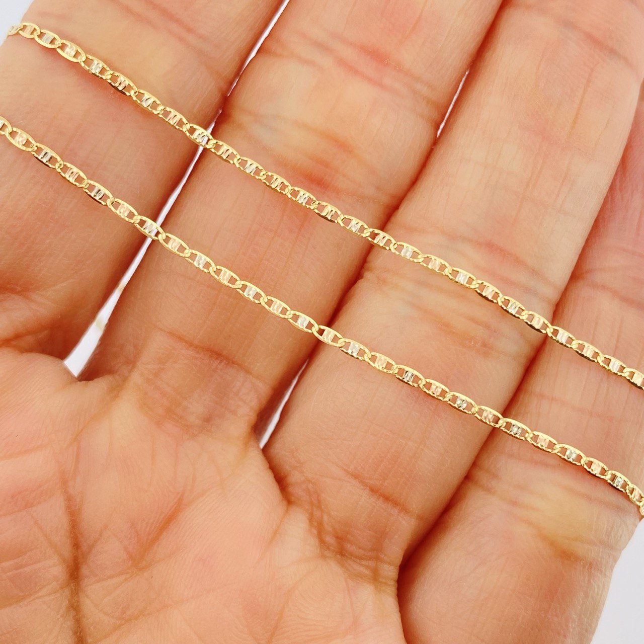 Flat Mariner Chain 1.3gr / 17.8in / Three Golds +3 18K &