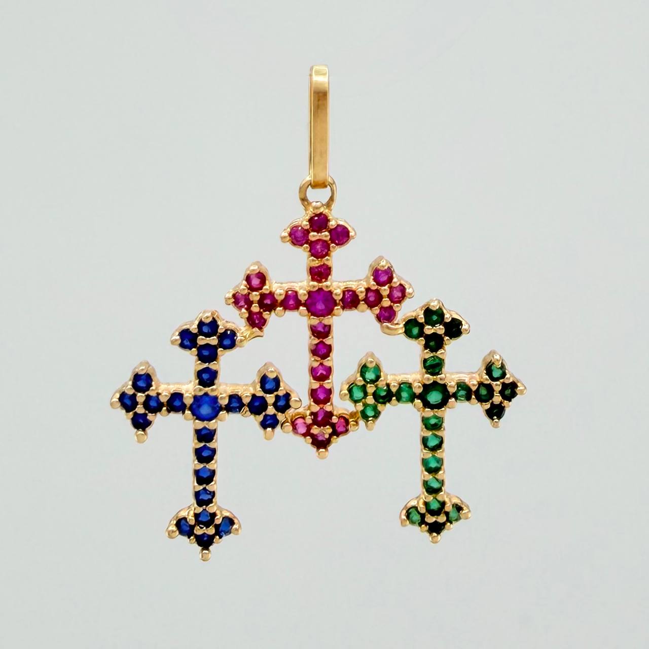 Dije Trio Cruces 1.6gr / 1 in / Oro Amarillo 18K &