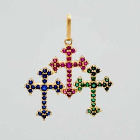 Dije Trio Cruces 1.6gr / 1 in / Oro Amarillo 18K &