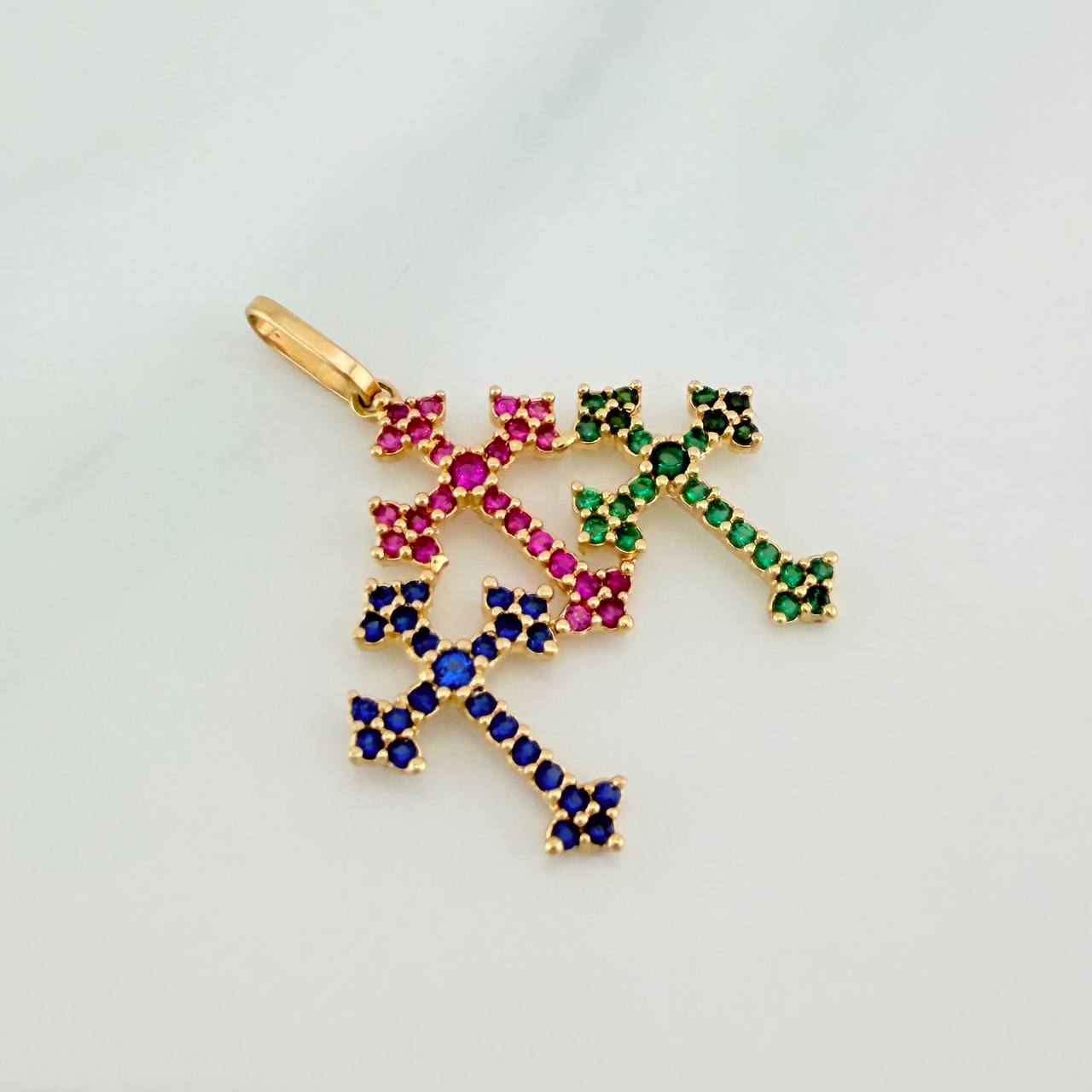 Dije Trio Cruces 1.6gr / 1 in / Oro Amarillo 18K &
