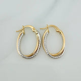 Candongas Doble Aro 1.45gr / 1 in / Dos Oros Amarillo Blanco 18K %