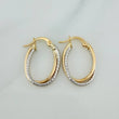 Candongas Doble Aro 1.5gr / 1 in / Dos Oros Amarillo Blanco 18K &