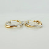 Candongas Doble Aro 1.45gr / 1 in / Dos Oros Amarillo Blanco 18K %