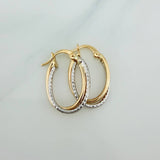 Candongas Doble Aro 1.35gr / 3/4 in / Dos Oros Amarillo Blanco 18K &